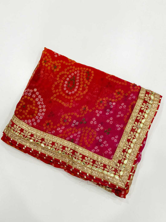Graceful Chinnon Chiffon Bandhej Saree