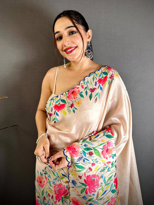  Floral Garden Cutwork Tussar Saree