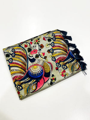 Grey Kalamkari Digital Print Pattu Saree