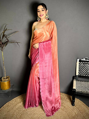 Elegant Ombre Chiffon Diamond Saree