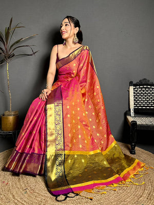Heritage Self Gold Zari Chex Chitpallu Saree