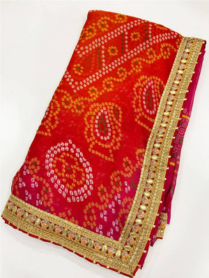 Radiant Bandhani Foil Chiffon Saree