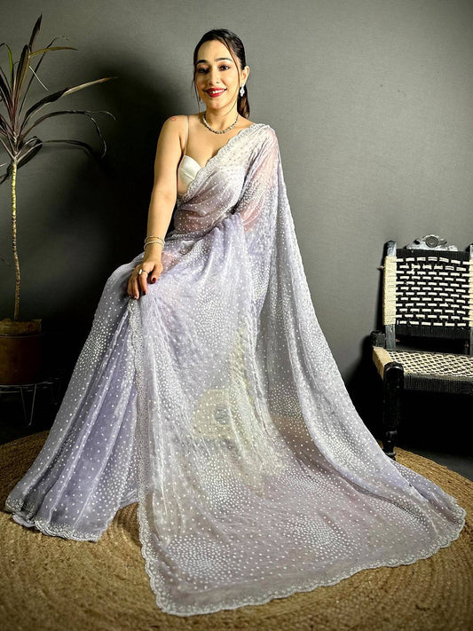 Radiant Chiffon Satin Silk Sequinne Saree