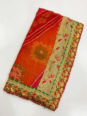 Exclusive Bandhej Foil Chiffon Saree