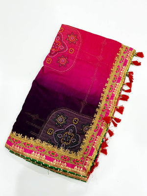 Elegant Chinnon Chiffon Bandhej Saree