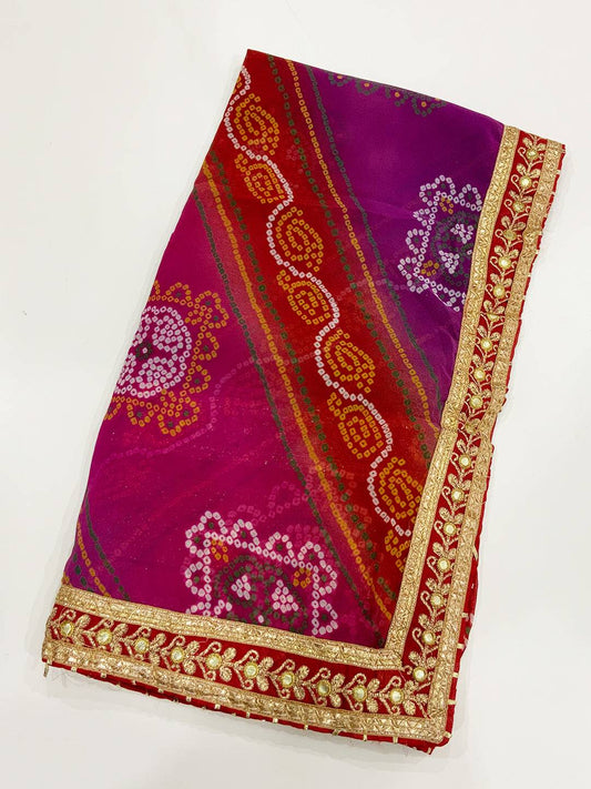 Heritage Foil Work Bandhej Saree