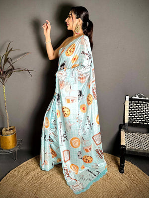 Elegant Diamond Work Chiffon Saree