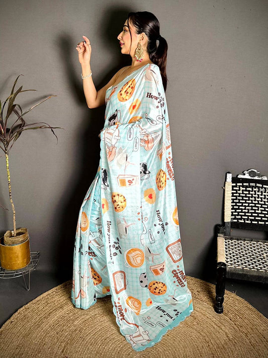 Elegant Diamond Work Chiffon Saree