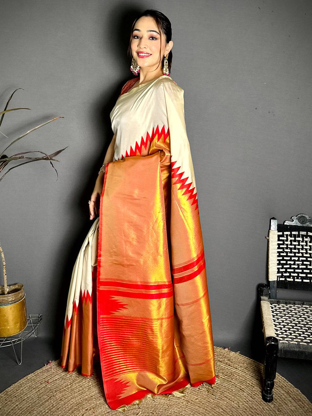 Classic Soft Silk Woven Temple Saree