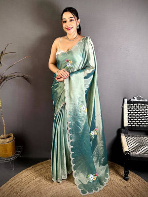 Radiant Digital Floral Satin Silk Saree