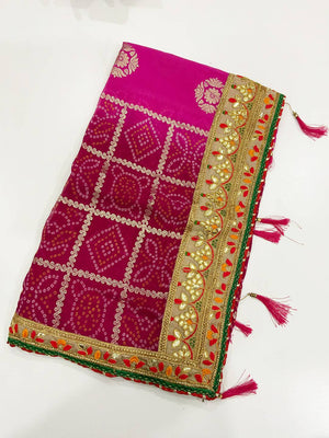 Glamorous Chiffon Foil Bandhani Saree