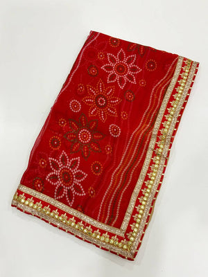 Beautiful Ethnic Bandhej Chiffon Saree