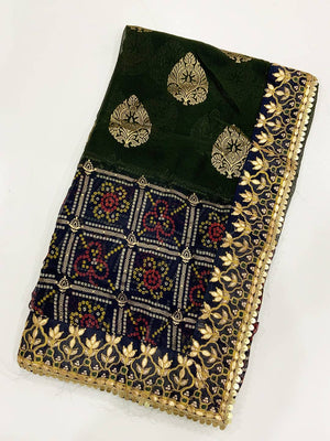 Radiance Bandhej Foil Work Saree