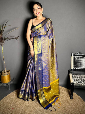 Regal Self Gold Zari Chex Chitpallu Saree