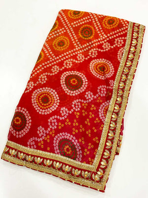 Royal Foil Bandhani Chiffon Saree