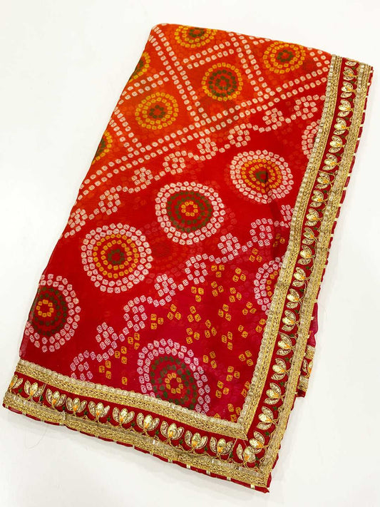 Royal Foil Bandhani Chiffon Saree
