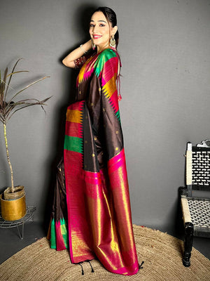 Stylish Kanchi Rudraksha Zari Butta Saree