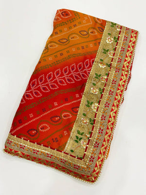 Classic Chiffon Printed Foil Work Saree