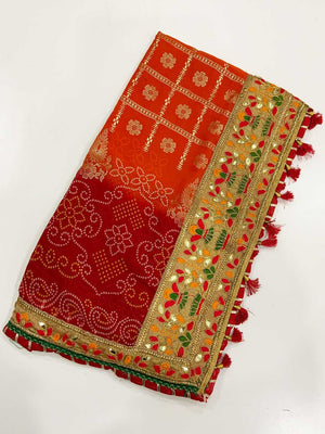 Graceful Foil Work Chinnon Saree