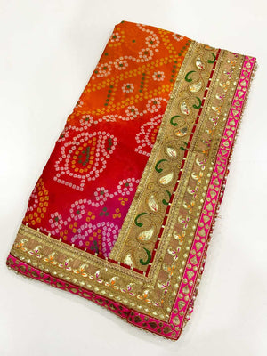 Opulent Ethnic Elegance Foil Bandhej Saree