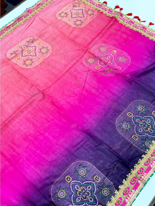 Classic Chinnon Chiffon Bandhej Saree