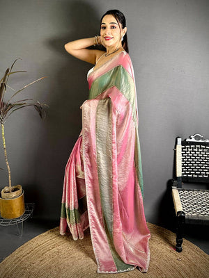 Opulent Satin Tissue Diamond Work Saree
