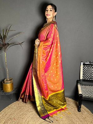 Heritage Self Gold Zari Chex Chitpallu Saree