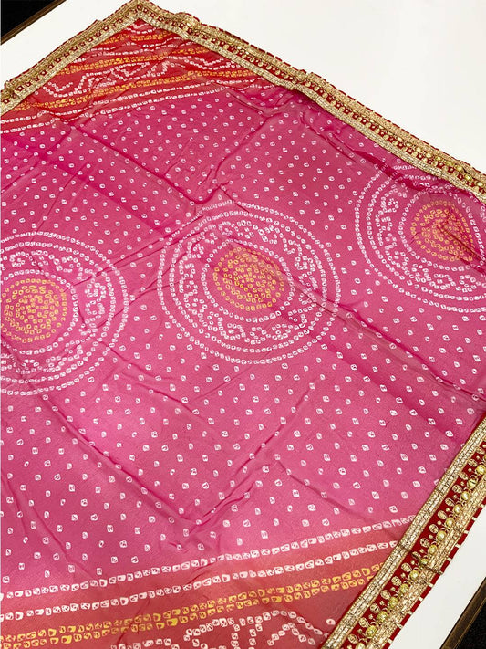 Designer Chinnon Chiffon Bandhani Saree