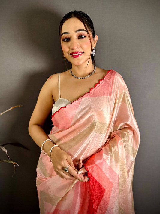  Elegant Ombre Zigzag Chinnon Chiffon Saree