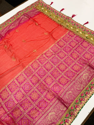 Festive Chinnon Chiffon Foil Work Saree