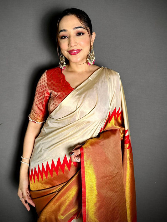 Classic Soft Silk Woven Temple Saree