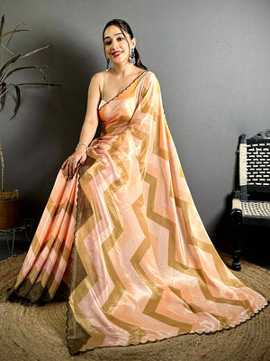 Regal Ombre Zigzag Chinnon Chiffon Saree