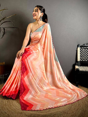 Opulent Ombre Zigzag Chinnon Chiffon Saree