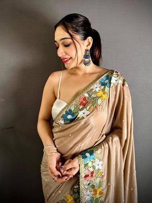 Radiance Floral Embroidered Border Saree