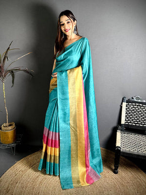 Radiant Ghicha Stripe Digital Tussar Saree