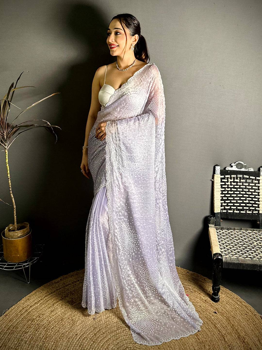 Radiant Chiffon Satin Silk Sequinne Saree